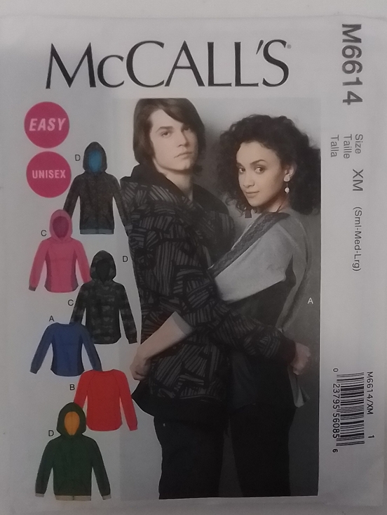McCall's Other - McCALL'S Uncut Unisex Hoodie /Sweatshirt Sewing Pattern, Sz Small - Med. - Large